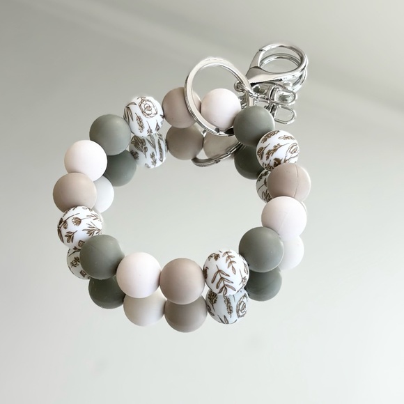 Beaded Wristlet Keychain Bag Charm - Earth Tones - Picture 4 of 4